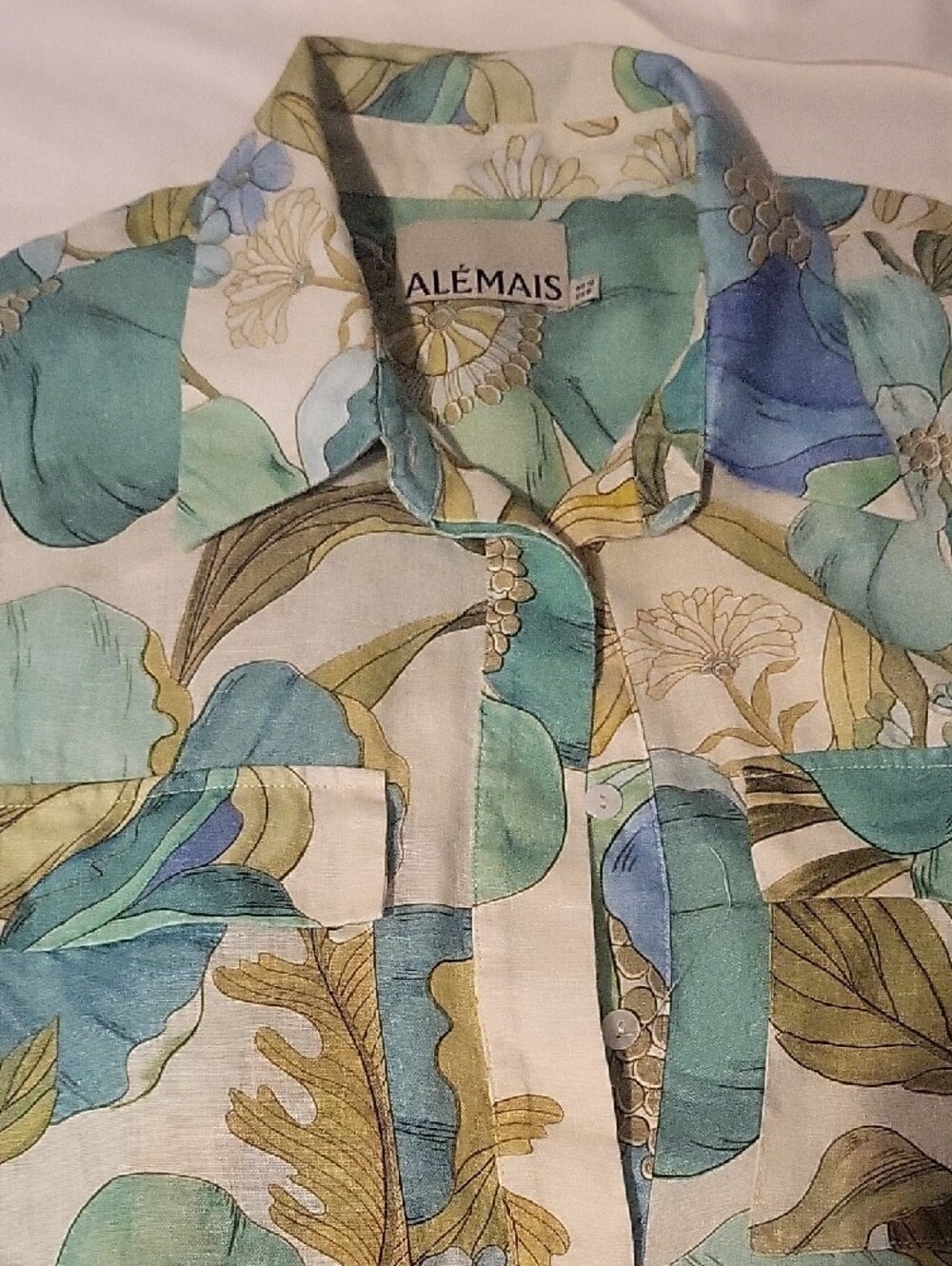 Alemais Floral Shirtdress in Teal, Blue, Green on Cream - Picture 2 of 11